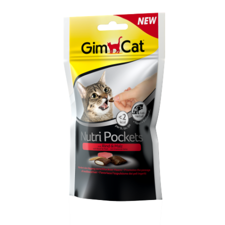 фото Деликатесы GimCat Nutri Pockets с говядиной и солодом фото Деликатесы GimCat Nutri Pockets с говядиной и солодом