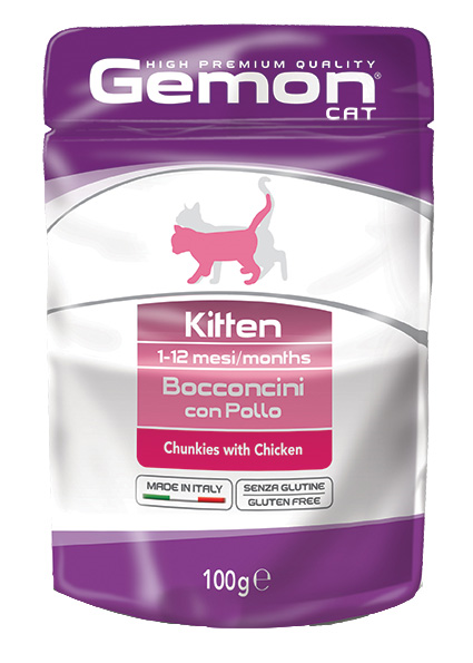 купить Мясные кусочки в желе Gemon Cat Wet для котят с курицей 100 гр