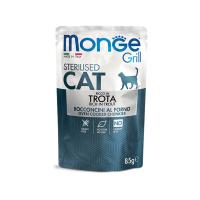 купить Мясные кусочки в желе с форелью для стерилизованных кошек Monge CAT GRILL Sterilised 85 гр купить Мясные кусочки в желе с форелью для стерилизованных кошек Monge CAT GRILL Sterilised 85 гр