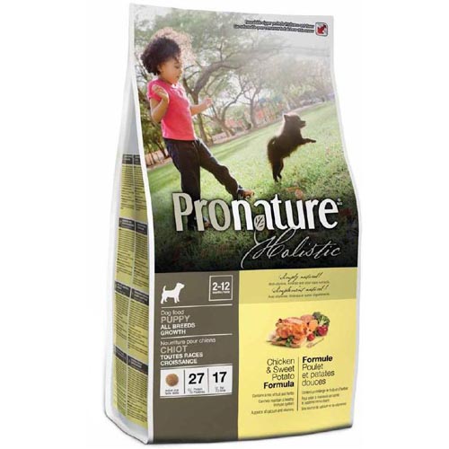 купить Cухой корм Pronature Holistic для щенков всех пород  с курицей и бататом