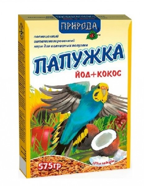 купить Корм Папужка Йод + Кокос для волнистых попугаев Природа