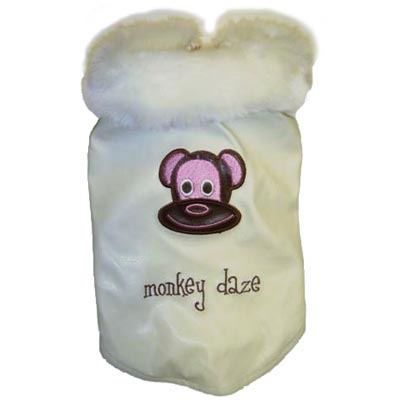 MonkeyDaze БЕЛЫЙ ШИК (White Logo Vest) курточка с мех.воротником