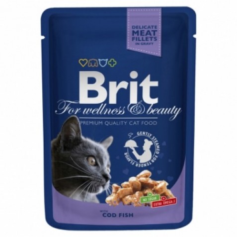 Консервы с треской Brit Premium Cat Pouch для кошек
