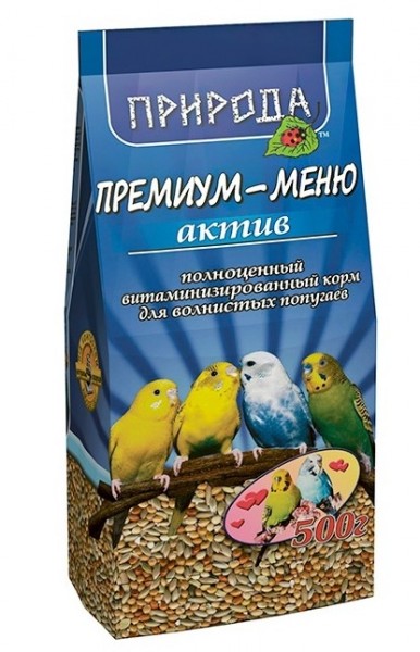 купить Корм Премиум-меню «Актив» для волнистых попугаев Природа