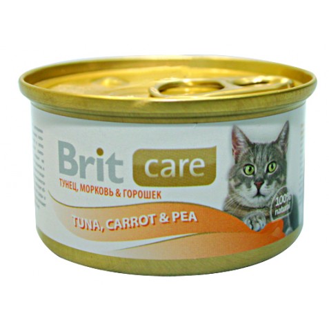 купить Консервы Brit Care для кошек тунец, морковь и горошек