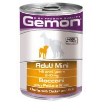 купить Влажный корм Gemon Dog Adult Mini кусочки с курицей и индейкой для собак мини пород 415 гр