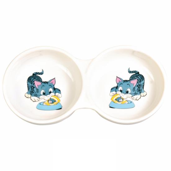 купить Миска керамическая для кошек Trixie двойная
