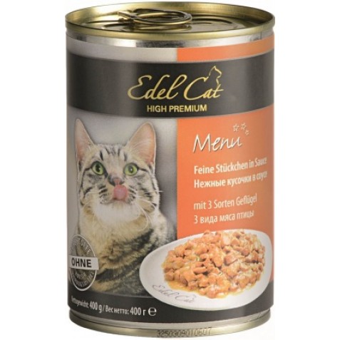 купить Влажный корм Edel Cat три вида мяса птицы для кошек