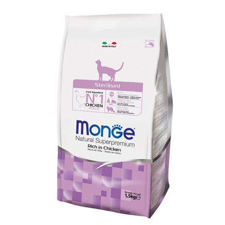 купить Сухой корм с курицей для стерилизованных кошек Monge Cat Sterilised 1,5 кг