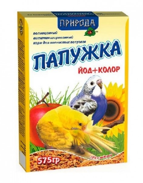 купить Корм Папужка Йод + Колор для волнистых попугаев Природа