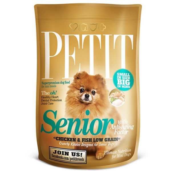 Сухой корм Petit Senior с курицей и рыбой