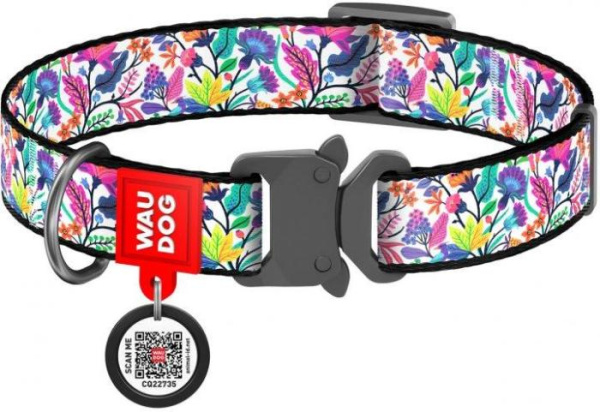 купить Ошейник "WAUDOG" Collar нейлон S (шир 20 мм, дл 24-40 см) "Очаровательные цветы "