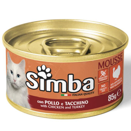 фото Мус для взрослых кошек курица и индейка Monge Simba Cat Wet Mousse 85 гр фото Мус для взрослых кошек курица и индейка Monge Simba Cat Wet Mousse 85 гр