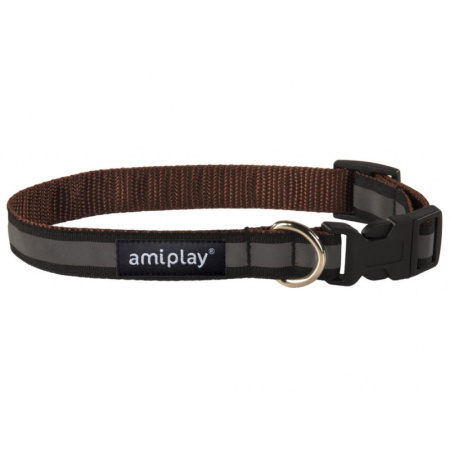 фото Ошейник регулируемый Ami Play со светоотражающей лентой Shine L 34-55/3 см