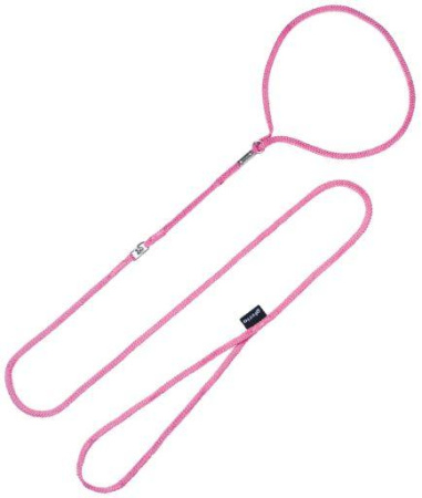 фото Выставочный неолоновый поводок ринговка Gloria 8мм*120 см розовый