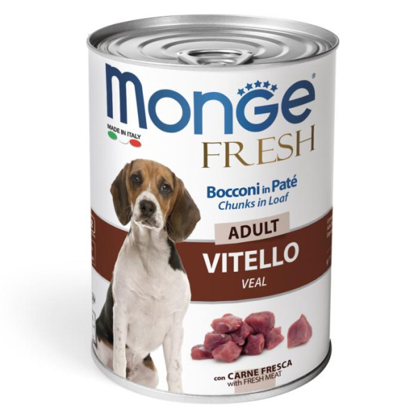 купить Консерва для взрослых собак всех пород с телятиной Monge Dog Fresh Adult 400 гр