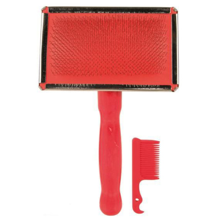 фото Пуходерка+расческа для собак деревянная ручка 11*14см 2356