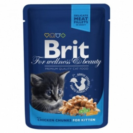 фото Консервы с курицей Brit Premium Cat Pouch для котят