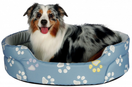 фото Лежак для собак Jimmy голубой с лапками фото Лежак для собак Jimmy голубой с лапками