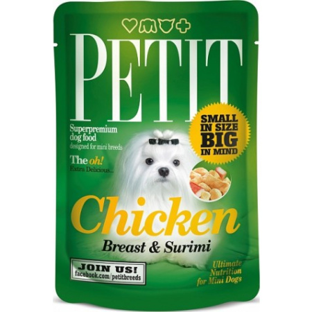 фото Влажный корм Brit Petit Pouch куриная грудка и рыбный фарш для собак