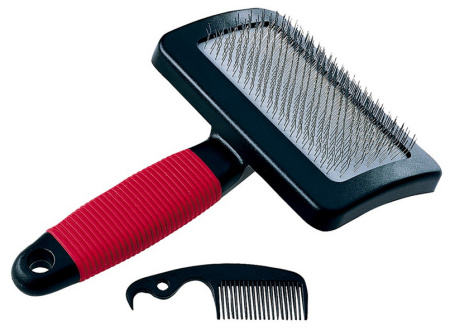 фото Пуходерка+расческа для собак пластиковая ручка 11*16см 23463 фото Пуходерка+расческа для собак пластиковая ручка 11*16см 23463