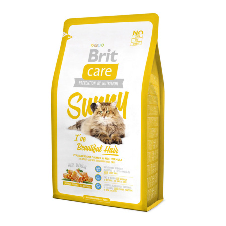 фото Сухой корм Brit Care Sunny лосось и рис для кошек, уход за шерстью