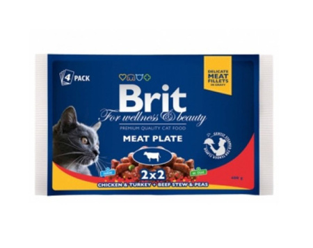 фото Набор кормов для кошек Brit Premium Cat pouch мясная тарелка