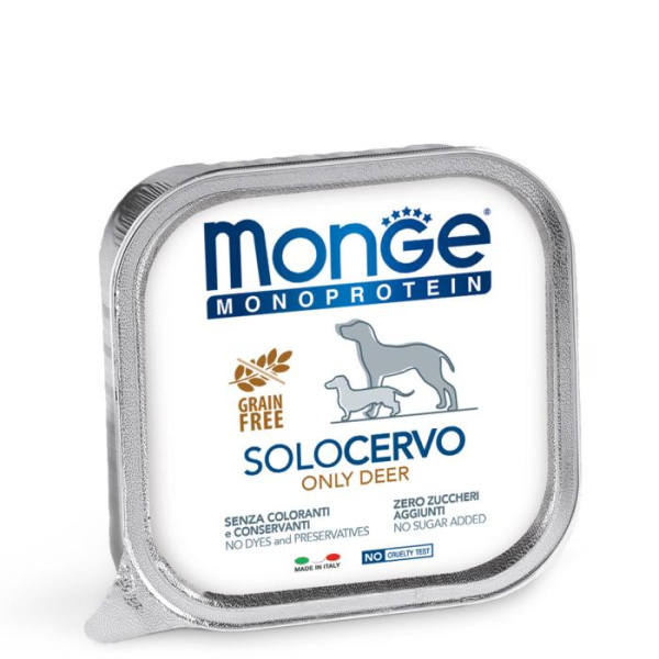 Паштет Monge Dog Solo из свежего мяса оленя для собак всех пород 150 гр