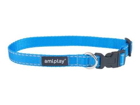 фото Oшейник регулируемый с блокировкой Ami Play Reflective XL 45-70/2.5см голубой