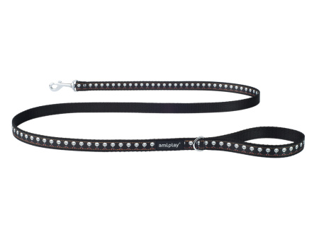 фото Поводок Ami Play Joy XL 150 x 2,5cm "Череп" Черный