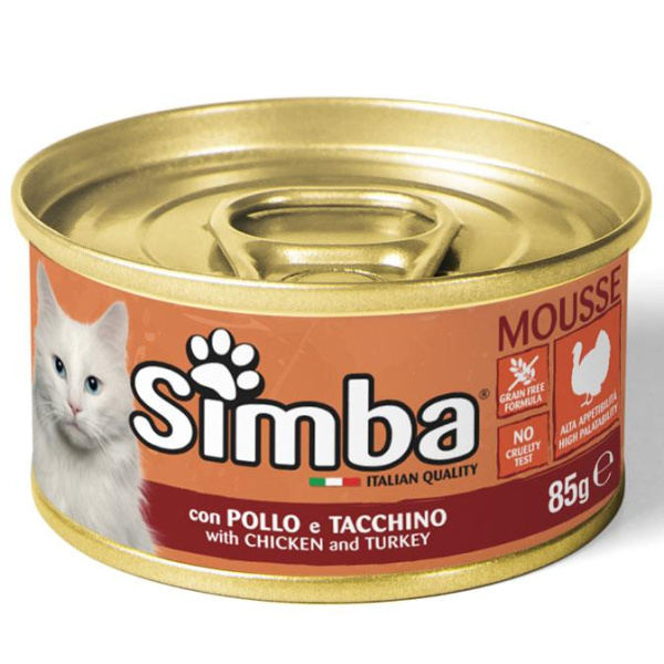 купить Мус для взрослых кошек курица и индейка Monge Simba Cat Wet Mousse 85 гр