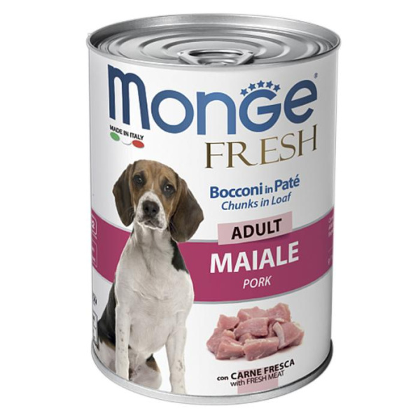 Консерва для взрослых собак всех пород со свининой Monge Dog Fresh Adult 400 гр