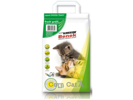 фото Кукурузный наполнитель для кошачьего туалета Super Benek с ароматом свежескошенной травы 7л
