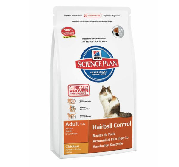 купить Сухой корм Hills SP Adult Hairball Control для кошек, выведение шерсти