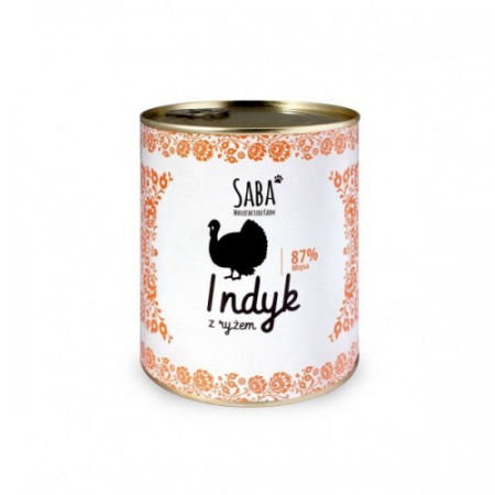 фото Консерва для собак Saba 87% индейка+курица с рисом 850 гр