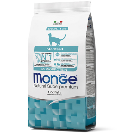 фото Сухой корм для стерилизованных кошек с треской Monge Cat Monoprotein Sterilised 1,5 кг