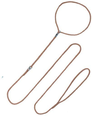 фото Выставочный неолоновый поводок ринговка Gloria 10мм*140 см коричневый