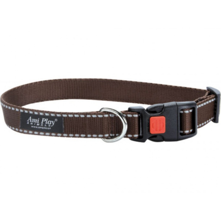 фото Oшейник регулируемый с блокировкой Ami Play Reflective XL 45-70/2.5см коричневый