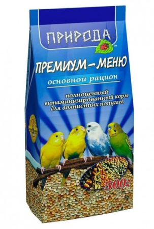 фото Корм Премиум-меню основной рацион для волнистых попугаев Природа