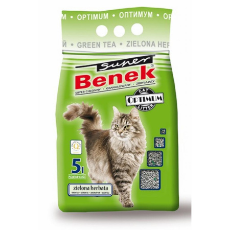 фото Бентонитовый оптимальный наполнитель Super Benek для кошачьего туалета с ароматом зеленого чая 5 л