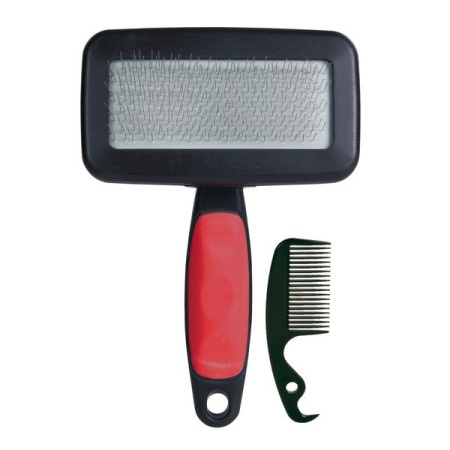 фото Пуходерка+расческа для собак пластиковая ручка 12*19см 23464