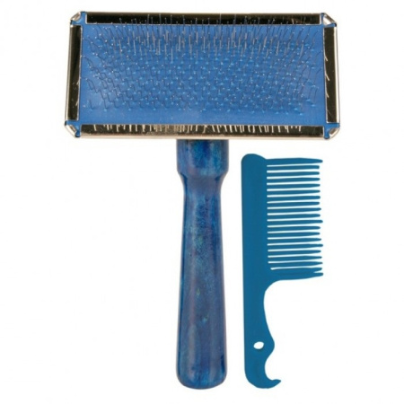 фото Пуходерка+расческа для собак деревянная ручка 9*13см 2354