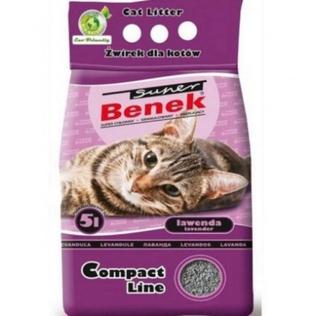 фото Бентонитовый компактный наполнитель Super Benek для кошачьего туалета с ароматом лаванды 5л