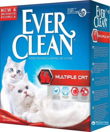 фото Комкующийся наполнитель с гранулами силикагеля Ever Clean Multiple Cat 10 л