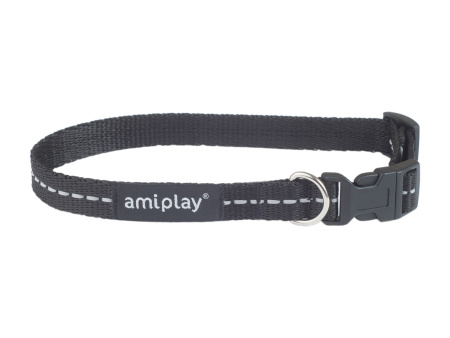 фото Oшейник регулируемый с блокировкой Ami Play Reflective М 25-40/1,5см черный