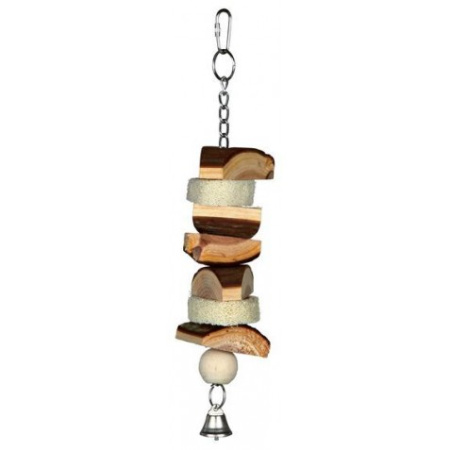 фото Игрушка Trixie деревянная с люфой и колокольчиком для попугаев 33 см.