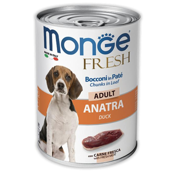Консерва для взрослых собак всех пород с уткой Monge Dog Fresh Adult 400 гр