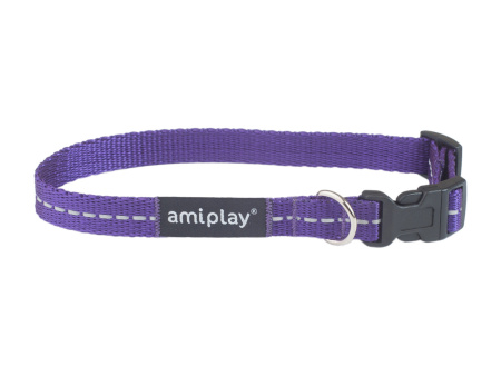 фото Oшейник регулируемый с блокировкой Ami Play Reflective М 25-40/1,5см фиолетовый