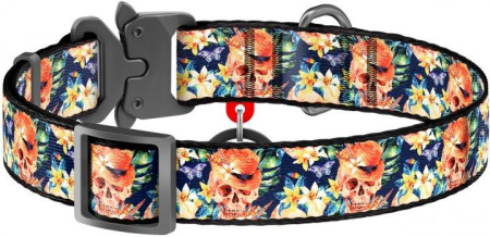 фото Ошейник "WAUDOG" Collar нейлон S (шир 20 мм, дл 24-40 см) "Гламурные черепа"