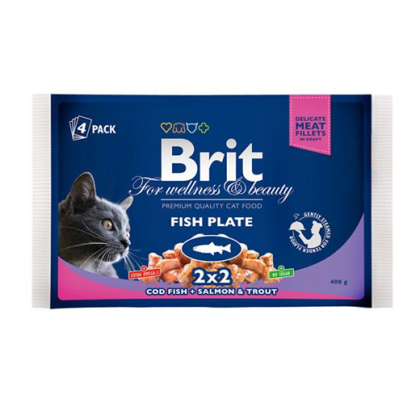 Набор кормов для кошек Brit Premium Cat pouch рыбная тарелка